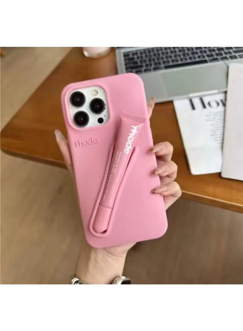 Rhode iPhone 16 Pro Silicone Lip Holder for Cell Phone, Lip Gloss Adhesive Sleeve for Phone, Lip Holder Stick-on Phone Case, Back Stick On Holder for Rhode iPhone 16 Pro(Ribbon) - Image 2